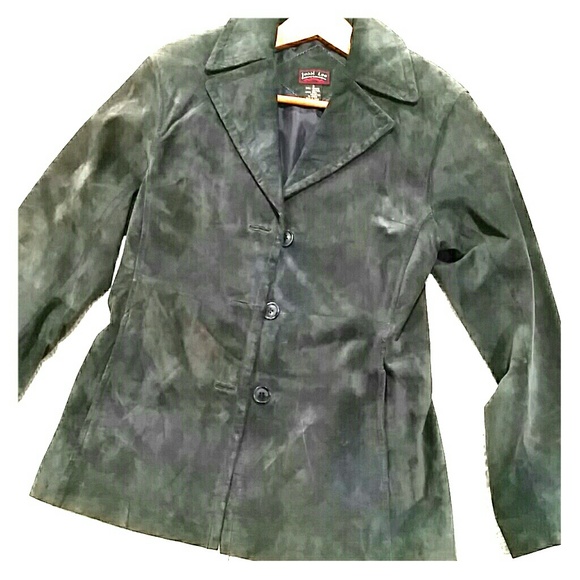 Vintage Blue/grey suede leather 3 button jacket - Picture 3 of 6